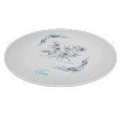 Initiaal "X" Blauw Monogram Kalm Bloemen Snijplank (Hoek)