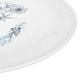 Initiaal "X" Blauw Monogram Kalm Bloemen Snijplank (Hoek)