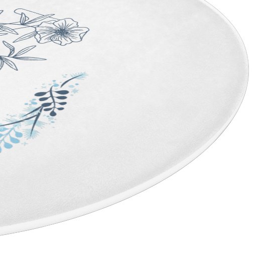 Initiaal "X" Blauw Monogram Kalm Bloemen Snijplank (Hoek)