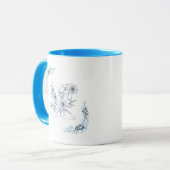 Initiaal "X" Blauw Monogram Kalme Bloemenkoffie Mok (Voorkant links)