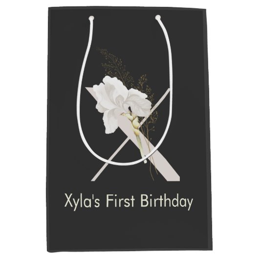 Initiaal X met zachte kleurenbloem Medium Cadeauzakje (Voorkant)