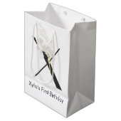 Initiaal X met zachte kleurenbloem Medium Cadeauzakje (Voorkant Gekanteld)