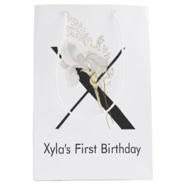 Initiaal X met zachte kleurenbloem Medium Cadeauzakje