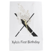 Initiaal X met zachte kleurenbloem Medium Cadeauzakje (Achterkant)