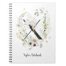 Initiaal X met zachte kleurenbloemen