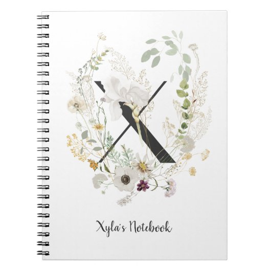 Initiaal X met zachte kleurenbloemen Notitieboek (Voorkant)