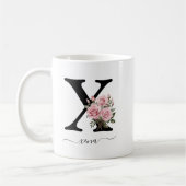 Initiaal x Monogram Bloembloem Roze Rozen Mok (Links)