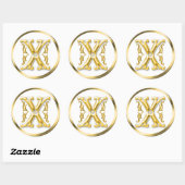 Initiaal X ronde Sticker in goud (Vel)