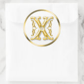Initiaal X ronde Sticker in goud (Tas)