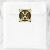 Initiaal X Vierkante Sticker in Goud (Tas)