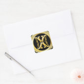 Initiaal X Vierkante Sticker in Goud (Envelop)