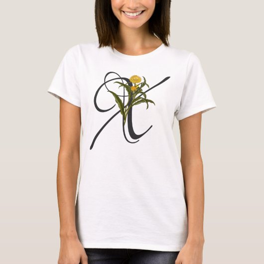 Initiaal X, Xerochrysum bractea T-Shirt (Voorkant)