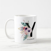 Initiaal "Y" Alphabet Mok Monogram Boho Waterverf (Links)