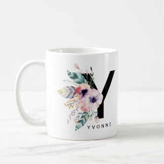 Initiaal "Y" Alphabet Mok Monogram Boho Waterverf