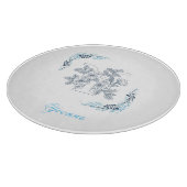 Initiaal "Y" Blauw Monogram Kalm Bloemen Snijplank (Hoek)