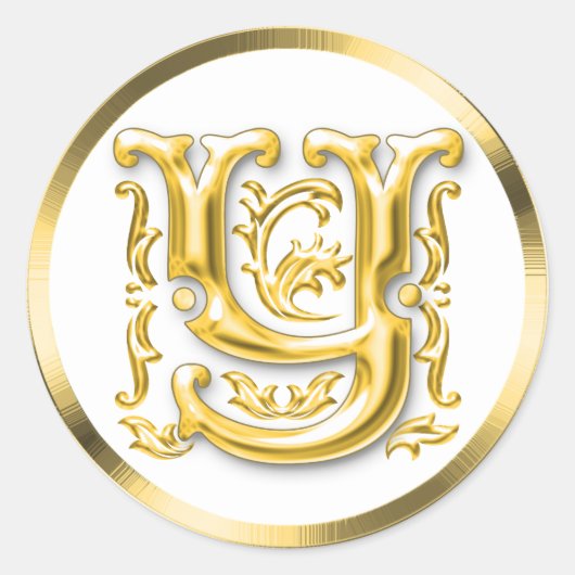 Initiaal Y ronde Sticker in goud (Voorkant)