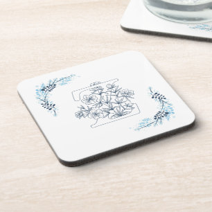Initiaal "Z" Blauw Monogram Kalm Bloemen Bier Onderzetter