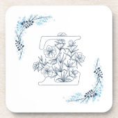 Initiaal "Z" Blauw Monogram Kalm Bloemen Bier Onderzetter (Voorkant)