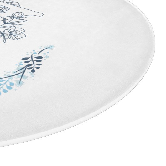 Initiaal "Z" Blauw Monogram Kalm Bloemen Snijplank (Hoek)