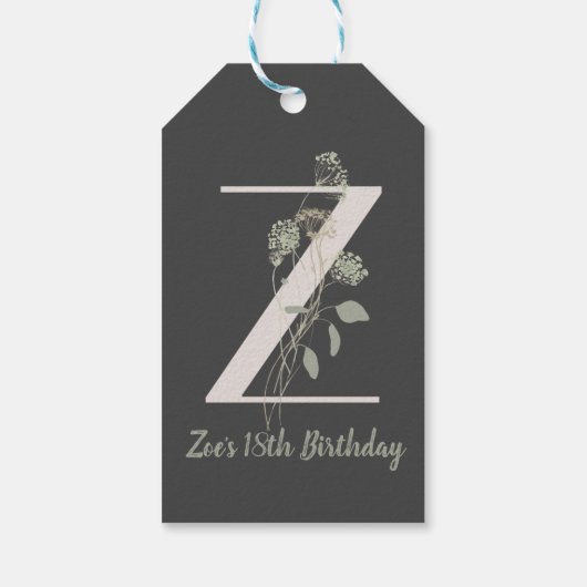 Initiaal Z Met Zachte kleur bloem Custom Classic Cadeaulabel (Achterkant)