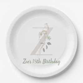 Initiaal Z Met Zachte kleur bloem Custom Classic Papieren Bordje
