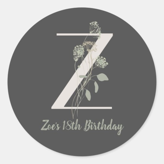 Initiaal Z Met Zachte kleur bloem Custom Classic Ronde Sticker (Voorkant)