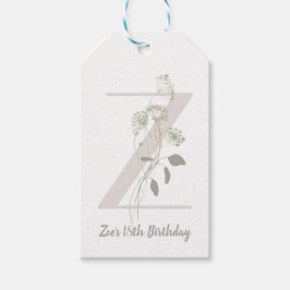 Initiaal Z met zachte kleurenbloem Aangepast Cadeaulabel