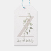 Initiaal Z met zachte kleurenbloem Aangepast Cadeaulabel (Achterkant)