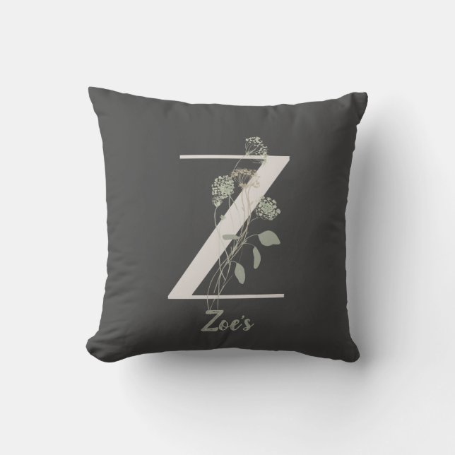 Initiaal Z met zachte kleurenbloem Aangepast Kussen (Voorkant)