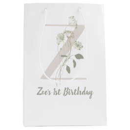 Initiaal Z met zachte kleurenbloem Aangepast Medium Cadeauzakje