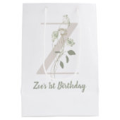 Initiaal Z met zachte kleurenbloem Aangepast Medium Cadeauzakje (Achterkant)