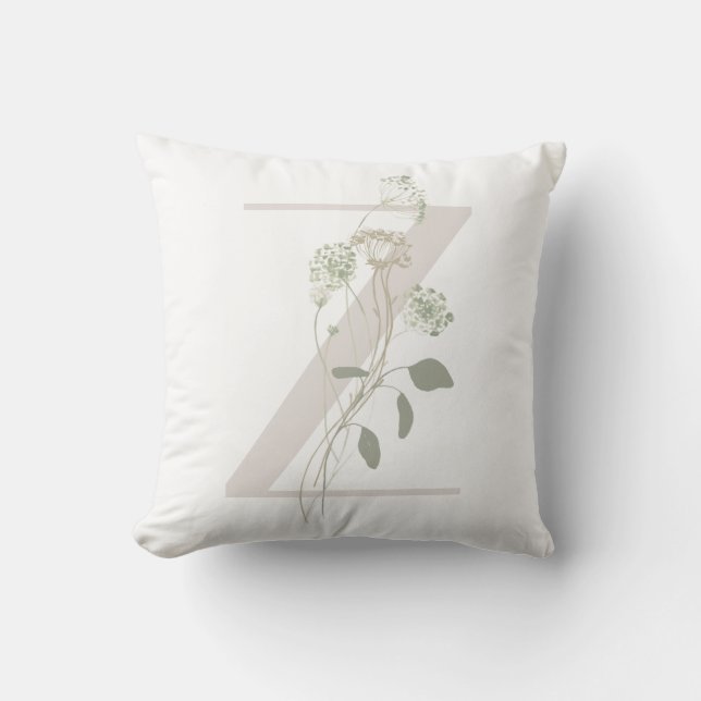 Initiaal Z met zachte kleurenbloem Kussen (Voorkant)