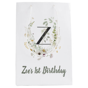 Initiaal Z met zachte kleurenbloem Medium Cadeauzakje