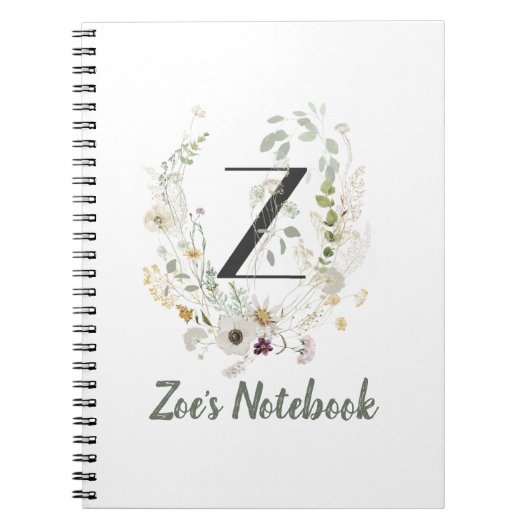 Initiaal Z met zachte kleurenbloem Notitieboek (Voorkant)