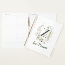 Initiaal Z met zachte kleurenbloem Planner