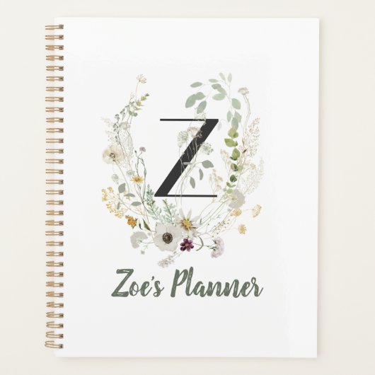 Initiaal Z met zachte kleurenbloem Planner (Voorkant)