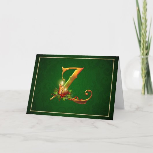 Initiaal Z Monogram Elegante Kerstkaart Feestdagen Kaart (Voorkant)