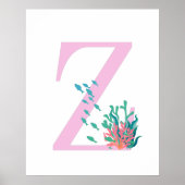 Initiaal Z Monogram Roze Blauwgroen Poster aan de (Voorkant)