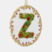 initiaal Z monogrammed kerstversiering - cirkel Keramisch Ornament (Rechts)