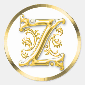 Initiaal Z Ronde Sticker in goud