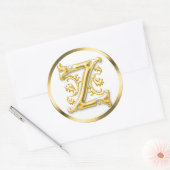 Initiaal Z Ronde Sticker in goud (Envelop)