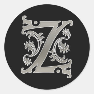 Initiaal Z Ronde Sticker in zilver