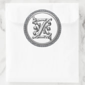Initiaal Z Ronde Sticker in Zilver (Tas)