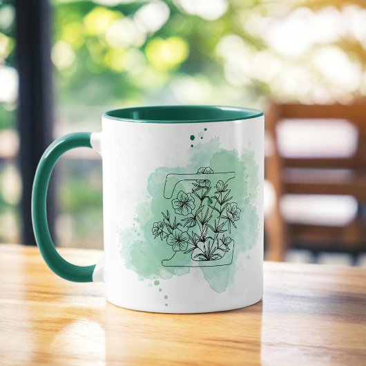 Initiaal Z Waterverf Monogram Groen Botanisch Mok
