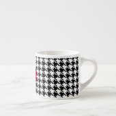 Initiaal, Zwart & Wit Houndstooth Patroon 6oz Espresso Kop (Rechts)