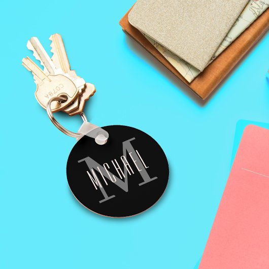 Initiaal zwart-wit zwart-wit zwart-wit & voornaam sleutelhanger