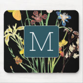 Initiaal zwarte achtergrond schattige grens turkoo muismat (Voorkant)