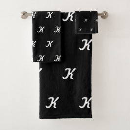 Initial Bath Towels (Black & White) Bad Handdoek