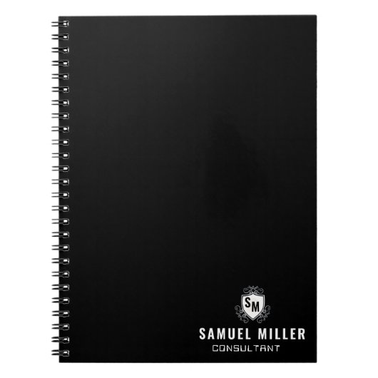 Initial Black and White Professional Monogram  Notitieboek (Voorkant)