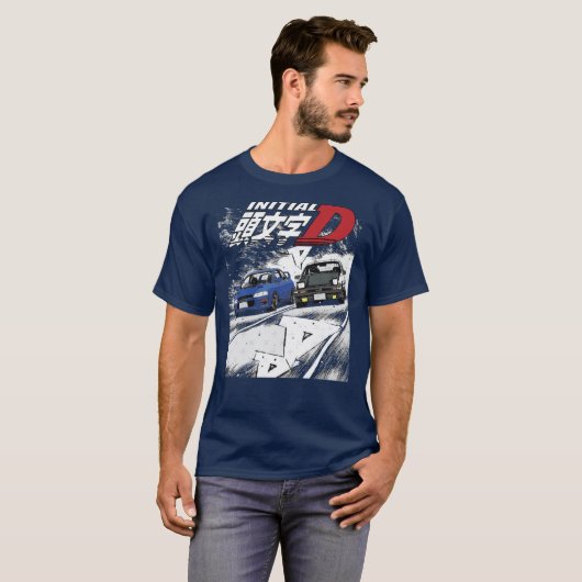 Initial D Mountain Drift Racing Tandem Takumi Fuji T-shirt (Voorkant volledig)